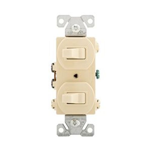 Main product image of Commercial Combo Switch, Stand, #14-#12Awg 15A, 120/277V, Ivy, (1) 1-Pole, (1) 3-Way, Duplex, 275V-BOX