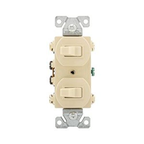 Main product image of Commercial Combo Switch, Stand, #14-#12Awg 15A, 120/277V, Ivy, (2) 3-Way, Duplex, 276V-BOX
