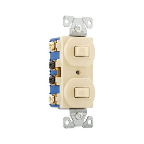 Main product image of Commercial Combo Switch, Stand, #14-#12Awg 15A, 120/277V, Ivy, (2) 3-Way, Duplex, 276V-BOX