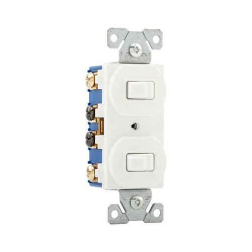 Main product image of Commercial Combo Switch, Stand, #14-#12 Awg 15A, 120/277V, White, (2) 3-Way, Duplex, 276W-BOX
