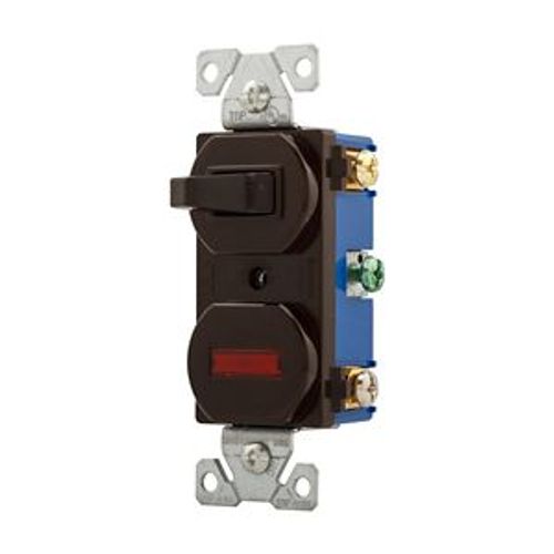 Main product image of Commercial Combo Switch, Neon Pilot Light, #14-#12 Awg 15A, 120V Switch, 125V Pil Lgt, Brown, 277B-BOX