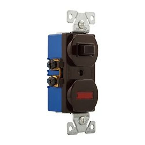 Main product image of Commercial Combo Switch, Neon Pilot Light, #14-#12 Awg 15A, 120V Switch, 125V Pil Lgt, Brown, 277B-BOX