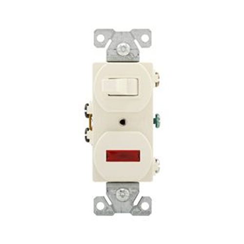 Main product image of Commercial Combo Switch, Neon Pilot Light #14-#12 Awg 15A 120V Switch 125V Pil Lgt, Light Almond, 277LA-SP