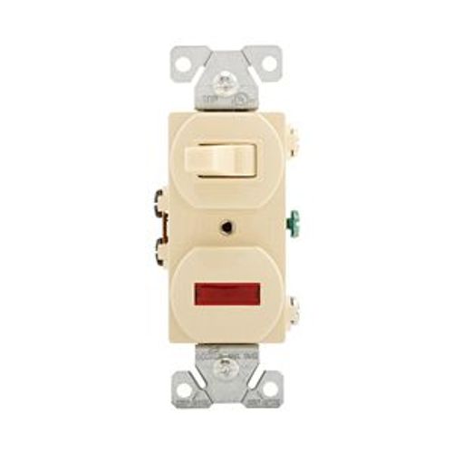 Main product image of Commercial Combo Switch, Neon Pilot Light, #14-#12 Awg 15A, 120V Switch, 125V (Pil Lgt), Ivy, 277V-BOX