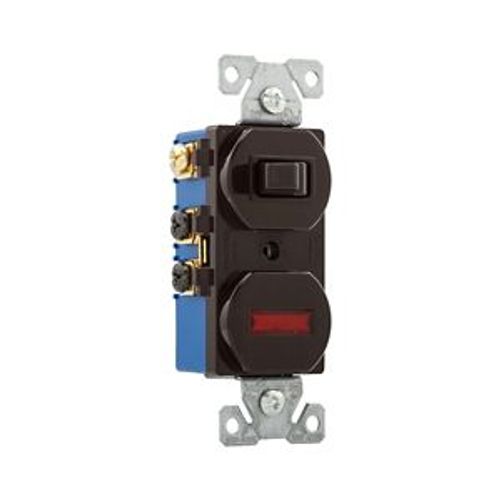 Main product image of Commercial Combo Switch, Neon Pilot Light, #14-#12 Awg 15A, 120V (Switch), 125V (Pil Lgt), Brown, 294B-BOX