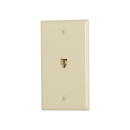 Main product image of Wallplate w/ Connector, Residential Telephone, Box, Ivory, Data/Voice Modular Jack, 3532-4V