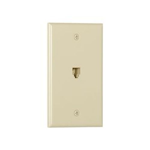 Main product image of Wallplate w/ Connector, Residential Telephone, Box, Ivory, Data/Voice Modular Jack, 3532-4V