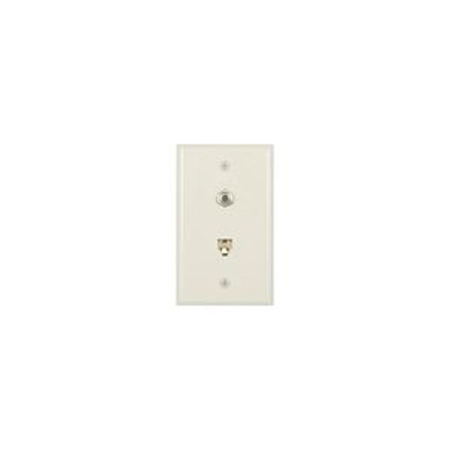 Main product image of Telephone Jack & Coaxial Adapter Wallplate, Light Almond, Type F, Rj11, Rj14, Combo, 3535-4LA