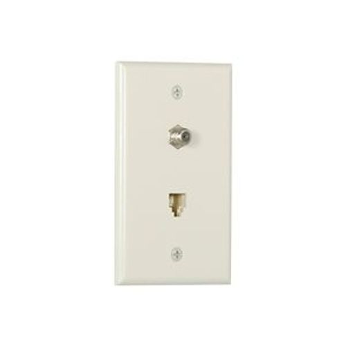 Main product image of Telephone Jack & Coaxial Adapter Wallplate, Light Almond, Type F, Rj11, Rj14, Combo, 3535-4LA