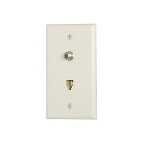 Main product image of Telephone Jack & Coaxial Adapter Wallplate, Light Almond, Type F, Rj11, Rj14, Combo, 3535-4LA