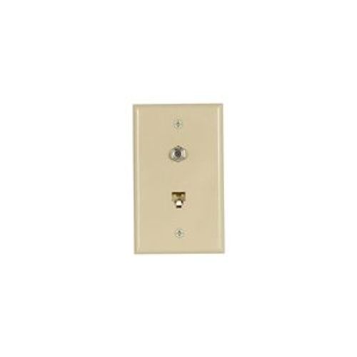 Main product image of Telephone Jack & Coaxial Adapter Wallplate, Ivory, Surface & Coax Adapter, Type F, Rj11, Rj14, 3535-4V