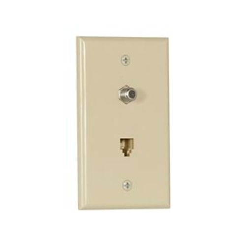 Main product image of Telephone Jack & Coaxial Adapter Wallplate, Ivory, Surface & Coax Adapter, Type F, Rj11, Rj14, 3535-4V