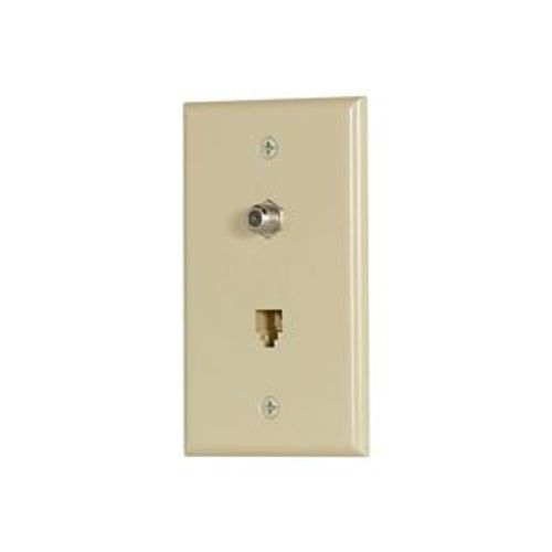 Main product image of Telephone Jack & Coaxial Adapter Wallplate, Ivory, Surface & Coax Adapter, Type F, Rj11, Rj14, 3535-4V