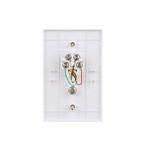 Main product image of Telephone Jack & Coaxial Adapter Wallplate, White, Surface & Coax Adapter, Type F, Rj11, Rj14, 3536-4W