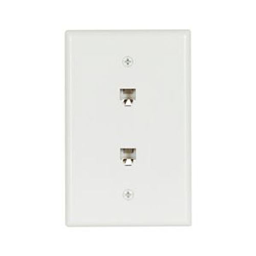 Main product image of Wallplate w/ Connector, (2) 4-Conductor Jacks, Residential Telephone, Data/Voice Modular Jack, 3547-4W