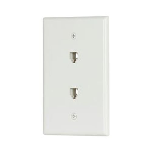 Main product image of Wallplate w/ Connector, (2) 4-Conductor Jacks, Residential Telephone, Data/Voice Modular Jack, 3547-4W