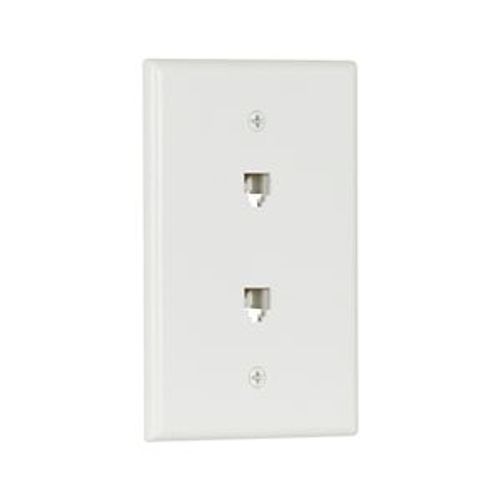 Main product image of Wallplate w/ Connector, (2) 4-Conductor Jacks, Residential Telephone, Data/Voice Modular Jack, 3547-4W