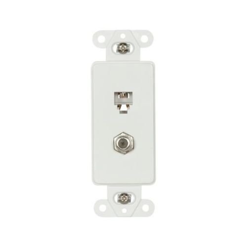 Main product image of Telephone Jack & Coaxial Adapter Decorator Insert, White, Type F, Rj11, Rj14, Combo, 3562W