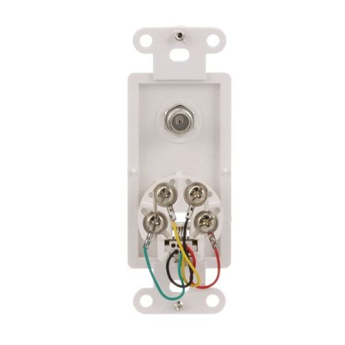 Main product image of Telephone Jack & Coaxial Adapter Decorator Insert, White, Type F, Rj11, Rj14, Combo, 3562W