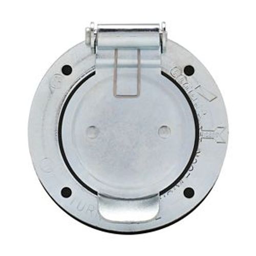 Main product image of Locking Flanged Inlet With Lid, #10-6Awg, 50A, Industrial, 600 Vac, 250Vdc, Back Wiring, Steel, 3768