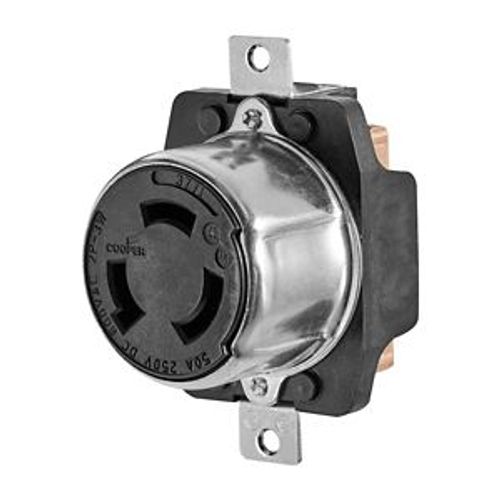 Main product image of Locking Receptacle, #10-6Awg, 50A, Industrial, 600 Vac, 250Vdc, Back Wiring, Black, Single, 3771