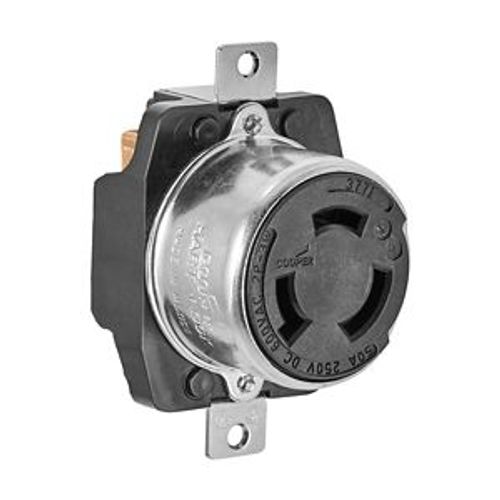 Main product image of Locking Receptacle, #10-6Awg, 50A, Industrial, 600 Vac, 250Vdc, Back Wiring, Black, Single, 3771