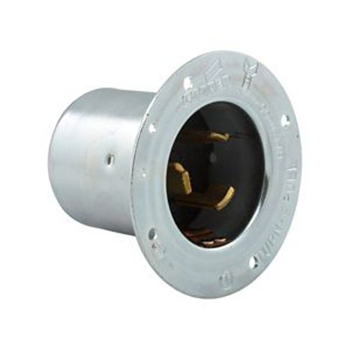 Main product image of Locking Flanged Inlet, #10-6Awg, 50A, Industrial, 600 Vac, 250Vdc, Back Wiring, Steel, 3775