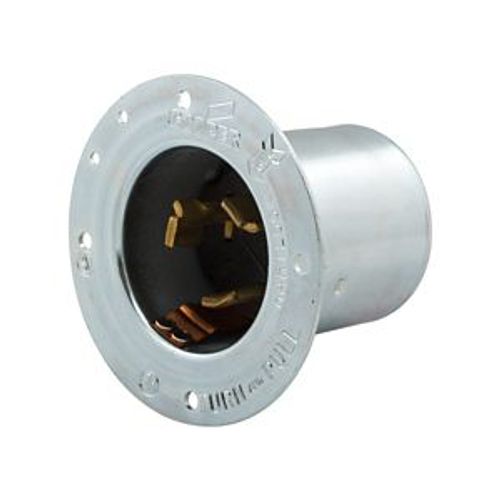 Main product image of Locking Flanged Inlet, #10-6Awg, 50A, Industrial, 600 Vac, 250Vdc, Back Wiring, Steel, 3775