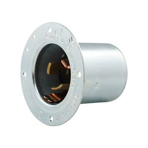 Main product image of Locking Flanged Inlet, #10-6Awg, 50A, Industrial, 600 Vac, 250Vdc, Back Wiring, Steel, 3777