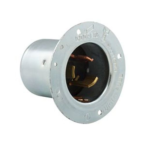 Main product image of Locking Flanged Inlet, #10-6Awg, 50A, Industrial, 600 Vac, 250Vdc, Back Wiring, Steel, 3777