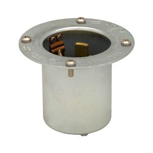 Main product image of Locking Flanged Inlet, #10-6Awg, 50A, Industrial, 600 Vac, 250Vdc, Back Wiring, Steel, 3777