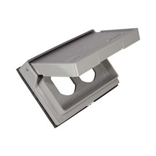 Main product image of Non-Metallic Duplex Receptacle Cover, Self-Closing, Surface Mount, Gray, Wet, 1-Gang, 3962-BU
