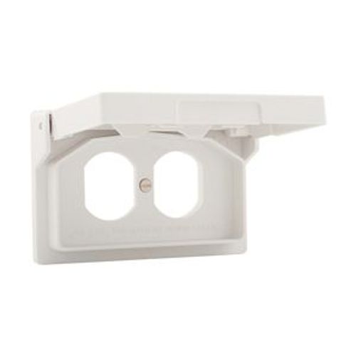 Main product image of Non-Metallic Duplex Receptacle Cover, Self-Closing, Surface Mount, White Receptacle, Wet, 1-Gang, 3962W-BU