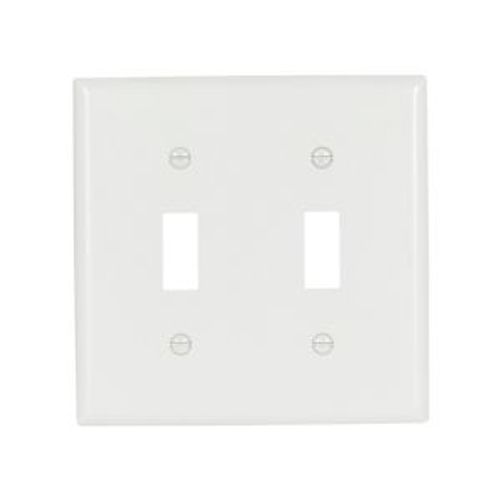 Main product image of Toggle Wallplate, 10% Deeper Than Standard Size, White, Toggle Cutout, Thermoset, 2-Gang, 4139W-BOX