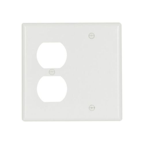 Main product image of Combo Wallplate, 10% Deeper Than Standard Size, White, Duplex Receptacle, Blank Cutout, 2-Gang, 4170W-BOX