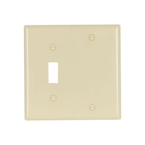 Main product image of Combo Wallplate, 10% Deeper Than Standard Size, Ivory, Toggle, Blank Cutout, Thermoset, 2-Gang, 4171V-BOX