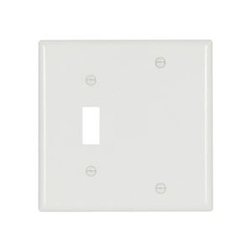 Main product image of Combo Wallplate, 10% Deeper Than Standard Size, White, Toggle, Blank Cutout, Thermoset, 2-Gang, 4171W-BOX