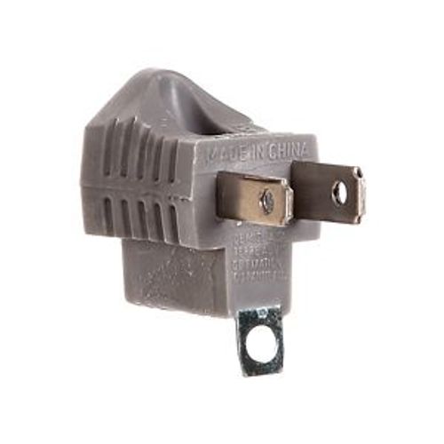 Main product image of Grounding Adapter, Single Outlet, 15A, 125V, Gray, Thermoplastic, 5-15R, Nema 5-15R, 419GY