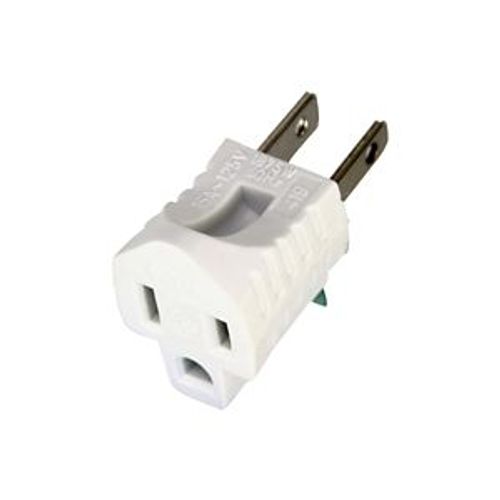 Main product image of Single Outlet Grounding Adapter, Grounding Adapter, 15A, 125V, White, 5-15R, Nema5-15R, 419W