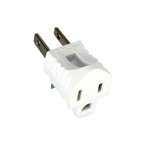 Main product image of Single Outlet Grounding Adapter, Grounding Adapter, 15A, 125V, White, 5-15R, Nema5-15R, 419W
