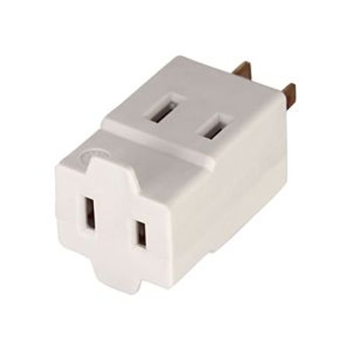 Main product image of 3 Outlet Cube Tap, Single Receptacle To 3 Outlets, Polarized, 15A, 125V, White, 1-15R, 4400W-BOX