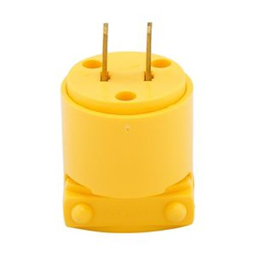 Main product image of Straight Blade Plug, #18-12 Awg, 15A, Commercial, 125V, Back Wire, Yellow, Brass, Vinyl, 4862