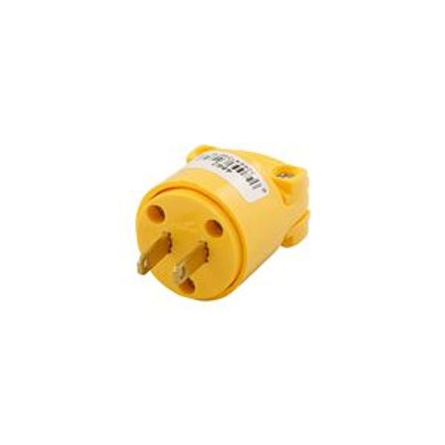 Main product image of Straight Blade Plug, #18-12 Awg, 15A, Commercial, 125V, Back Wire, Yellow, Brass, Vinyl, 4862