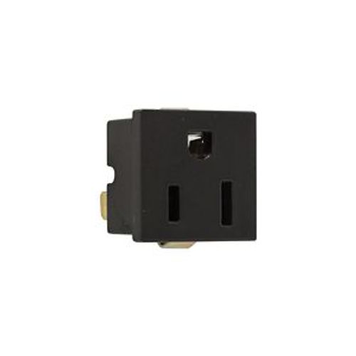 Main product image of Panel Mount/Snap-In Single Receptacle, #14-12 Awg 15A, Snap-In, Panel 125V, Bulk, Black, 49-01BK-BU