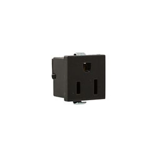 Main product image of Panel Mount/Snap-In Single Receptacle, #14-12 Awg 15A, Snap-In Panel 125V, Black Wire Lead, Bulk, 49-21BK-BU