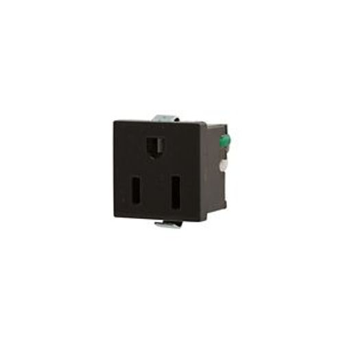 Main product image of Panel Mount/Snap-In Single Receptacle, #14-12 Awg 15A, Snap-In Panel 125V, Black Wire Lead, Bulk, 49-21BK-BU