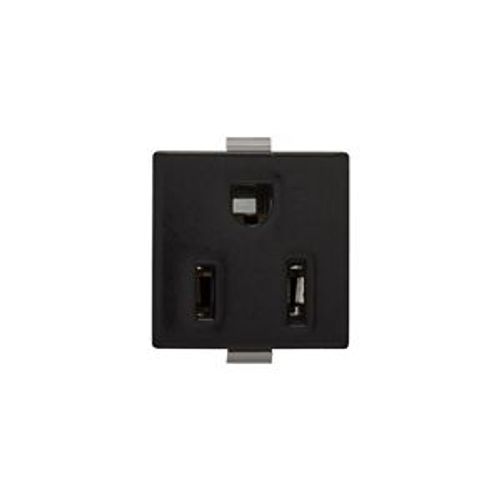 Main product image of Panel Mount/Snap-In Single Receptacle, #14-12 Awg 15A, Snap-In, Panel 125V, Black Wire, Bulk, 49-2BK-BU