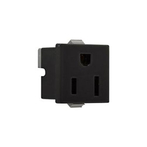 Main product image of Panel Mount/Snap-In Single Receptacle, #14-12 Awg 15A, Snap-In, Panel 125V, Black Wire, Bulk, 49-2BK-BU