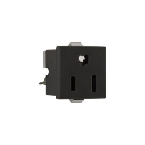 Main product image of Panel Mount/Snap-In Single Receptacle, #14-12 Awg 15A, Snap-In, Panel 125V, Black, Bulk, 49-7BK-BU
