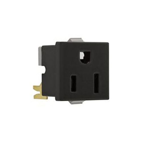 Main product image of Panel Mount/Snap-In Single Receptacle, #14-12 Awg 15A, Panel 125V 90 Degree Quick Connect, Black, 49-8BK-BU